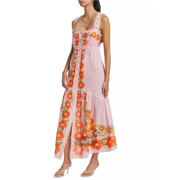 Farm Rio Women’s Papaya Salad Cotton Maxi Dress Size Medium - Picture 1 of 5